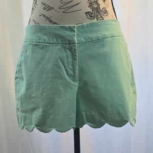 Crown &‎ Ivy Light Green Scalloped Hem Shorts